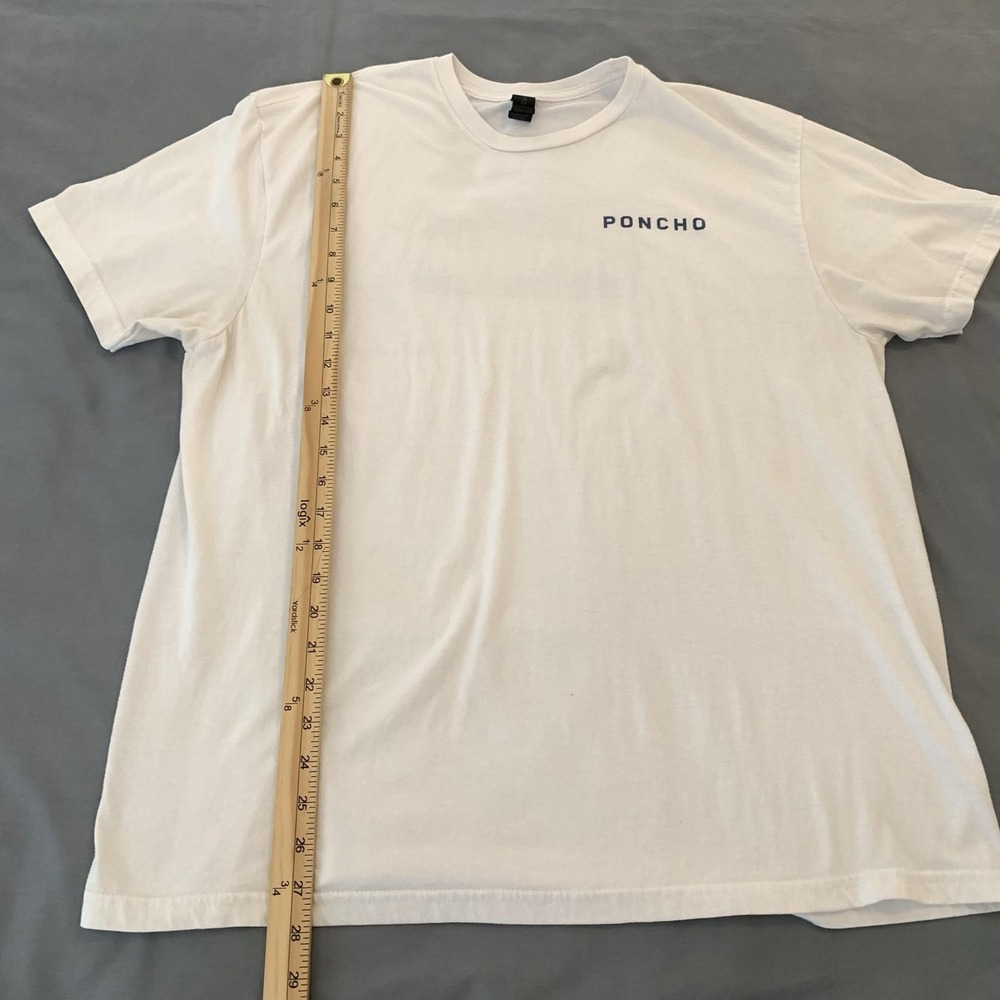 Poncho Gildan Shirt Mens XL White Crewneck Logo Back Graphic Tee T-Shirt - Picture 5 of 8